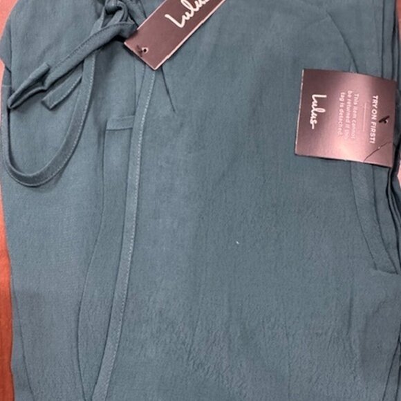 NWT Lulus Moments That Last Hunter Green Long Sleeve Cutout Jumpsuit - Picture 9 of 12